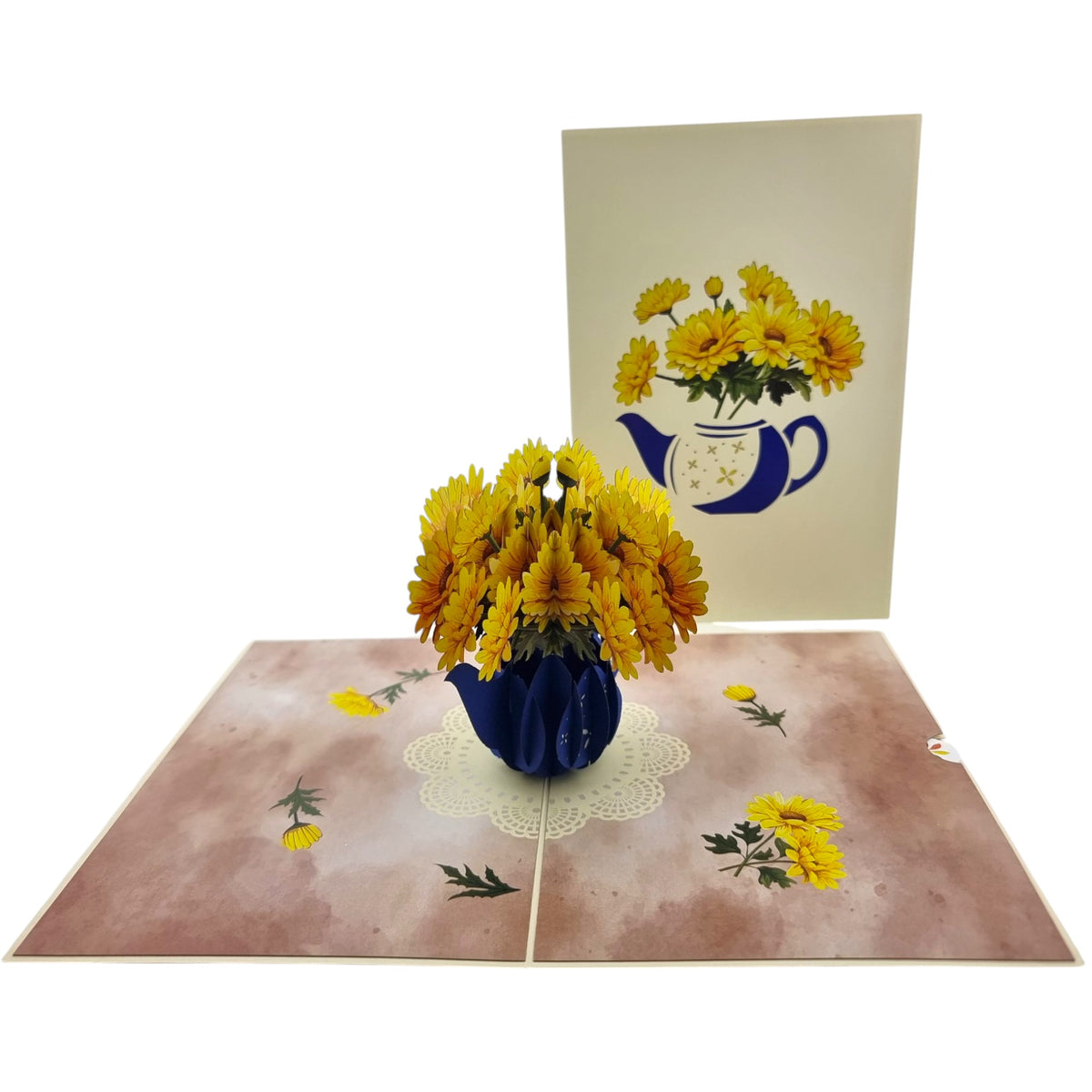 Daisies in a Teapot Pop Up Card