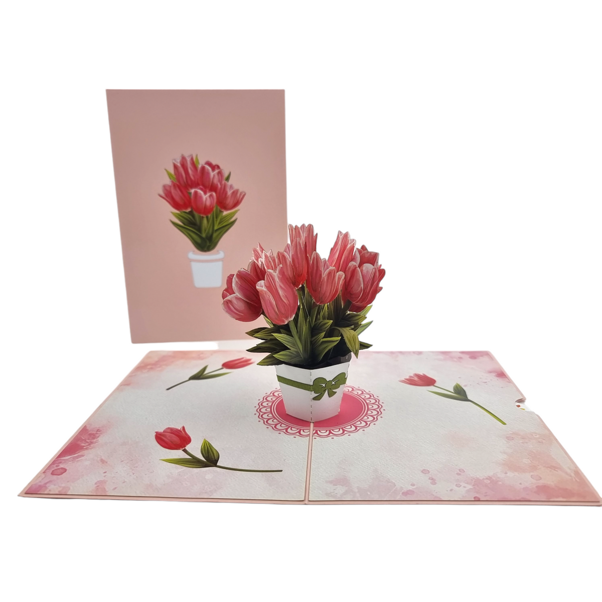 Pink Tulips Pop Up Card