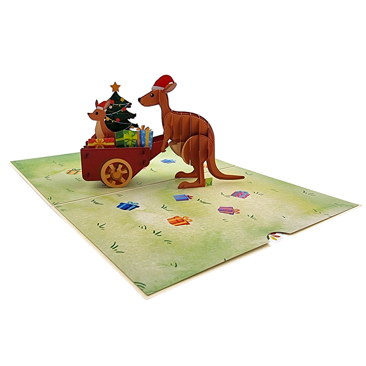 Kangaroo Xmas Delivery Pop Up Card