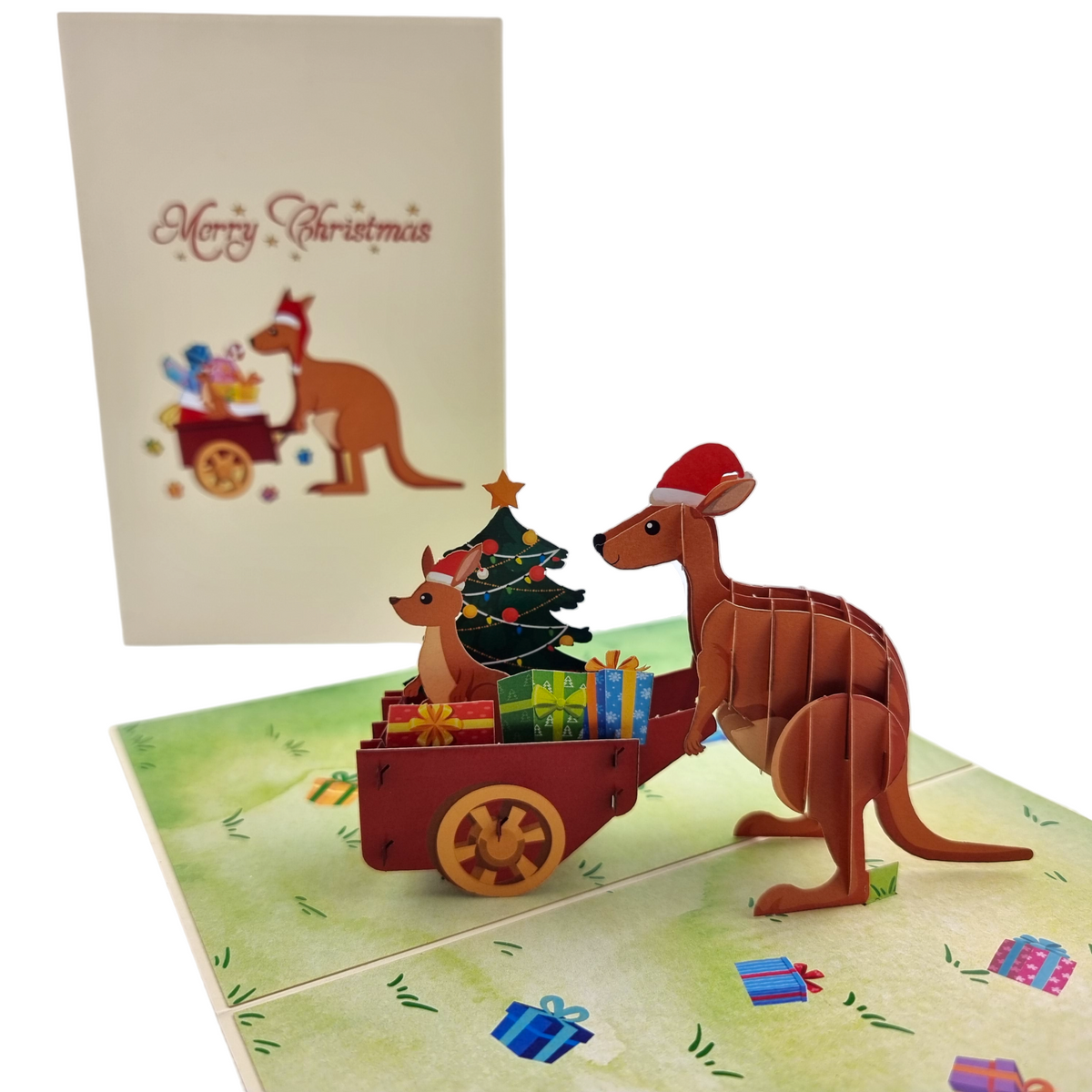 Kangaroo Xmas Delivery Pop Up Card