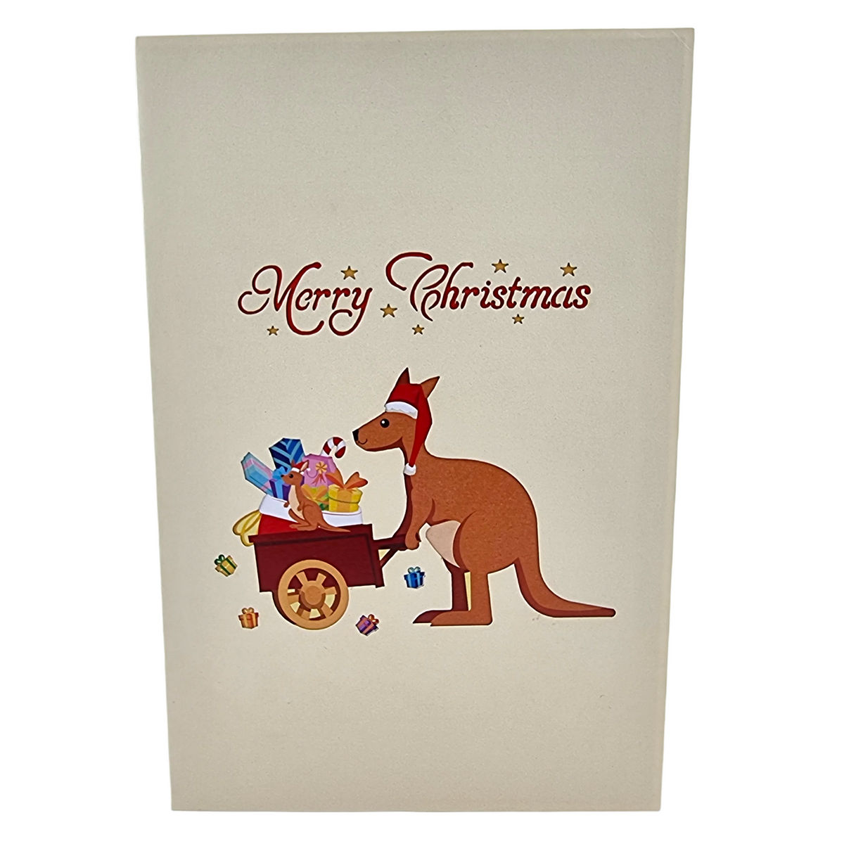 Kangaroo Xmas Delivery Pop Up Card