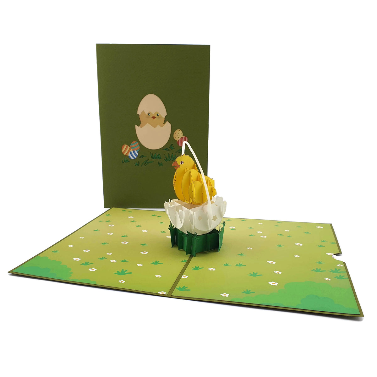 Easter Chick Egg Basket Pop Up Card