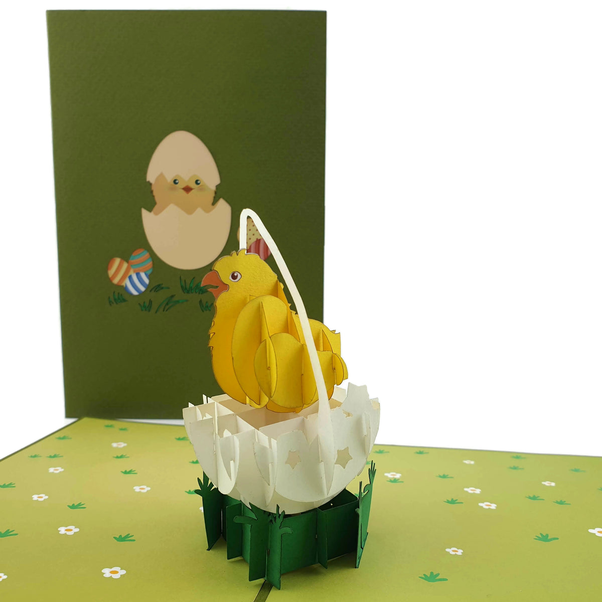 Easter Chick Egg Basket Pop Up Card