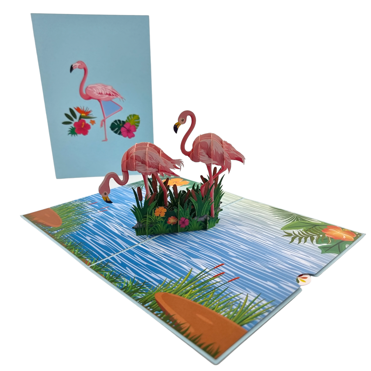 Pink Flamingos Pop Up Card