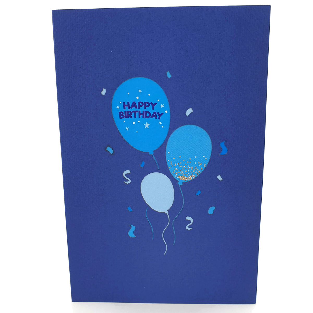 Blue Birthday Balloons Pop Up Card