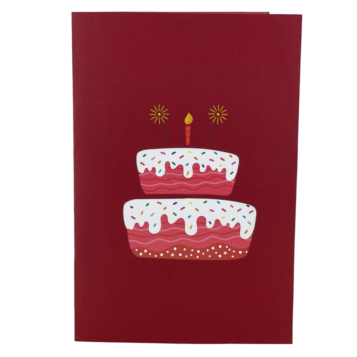 Red Happy Birthday Cake Pop Up Card