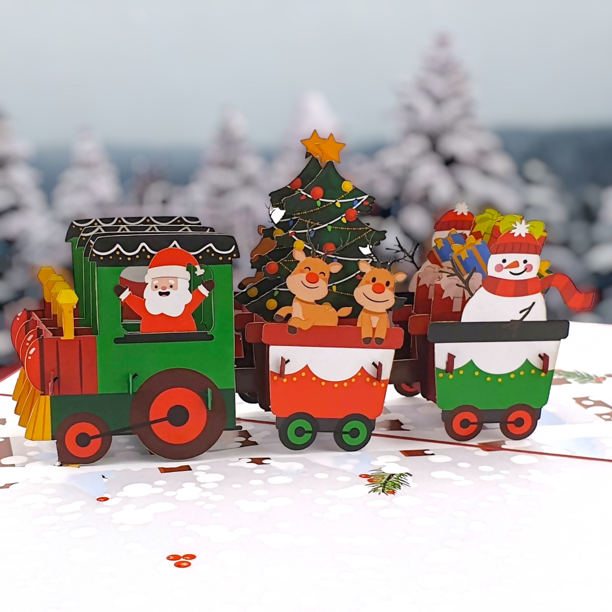 Santa's Xmas Train Pop Up Card