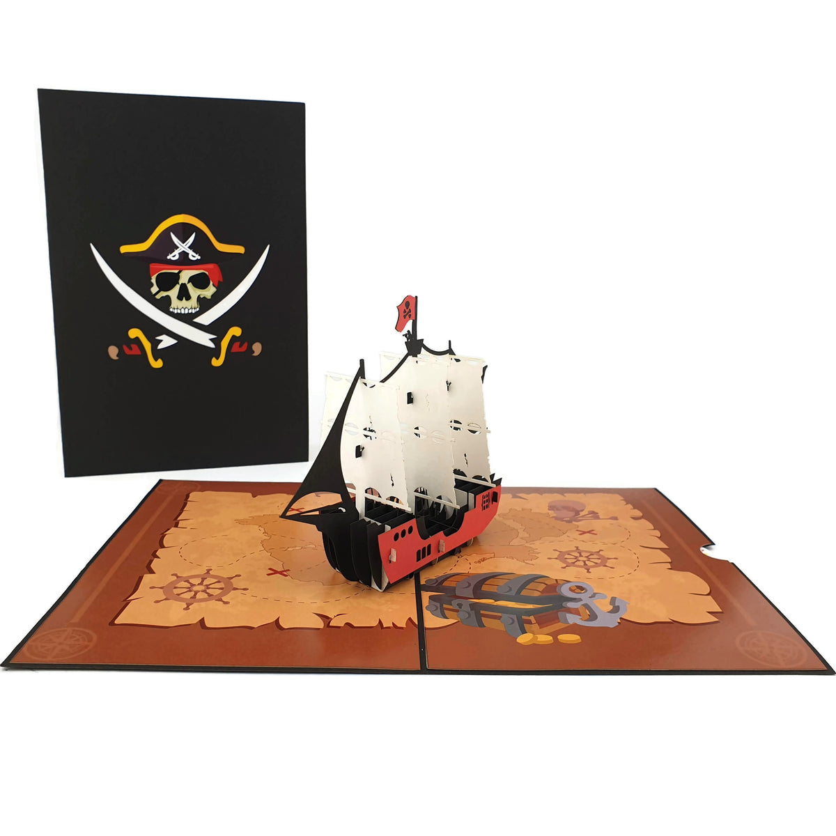 Jolly Roger Pirate Ship Pop-Up Card