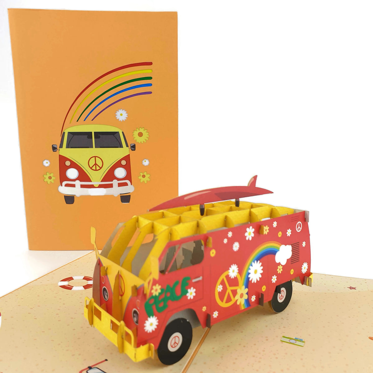 Surfer Kombi Van Pop Up Card