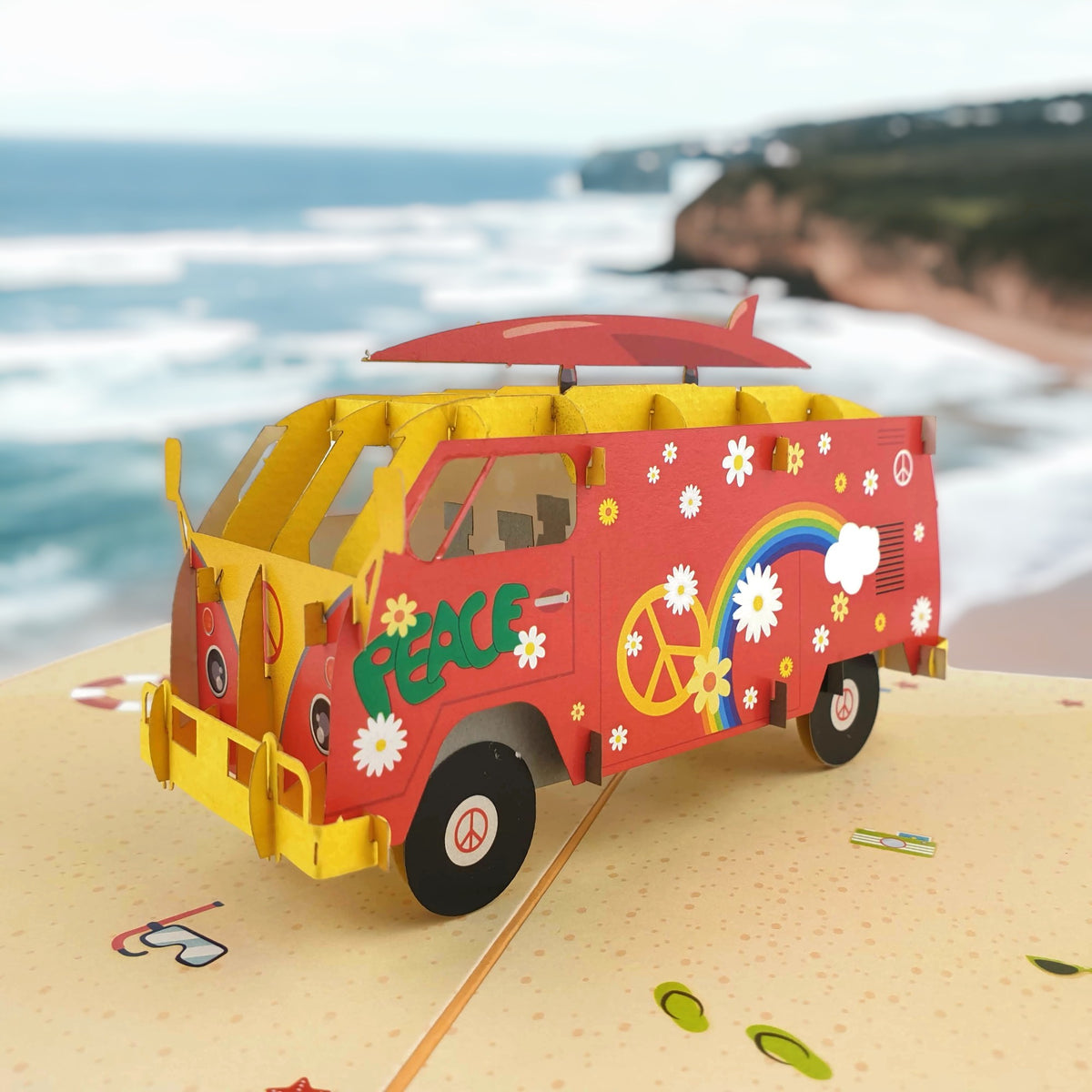 Surfer Kombi Van Pop Up Card