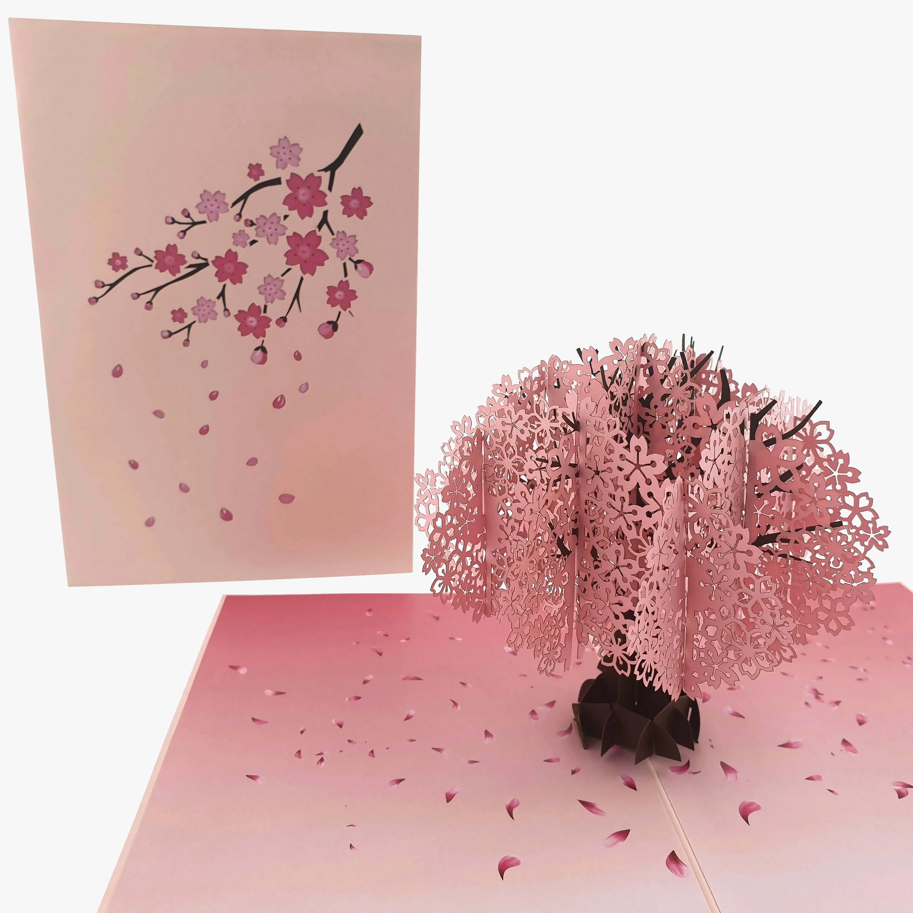 Beautiful Pink Cherry Blossom premium 3d pop up card – Color