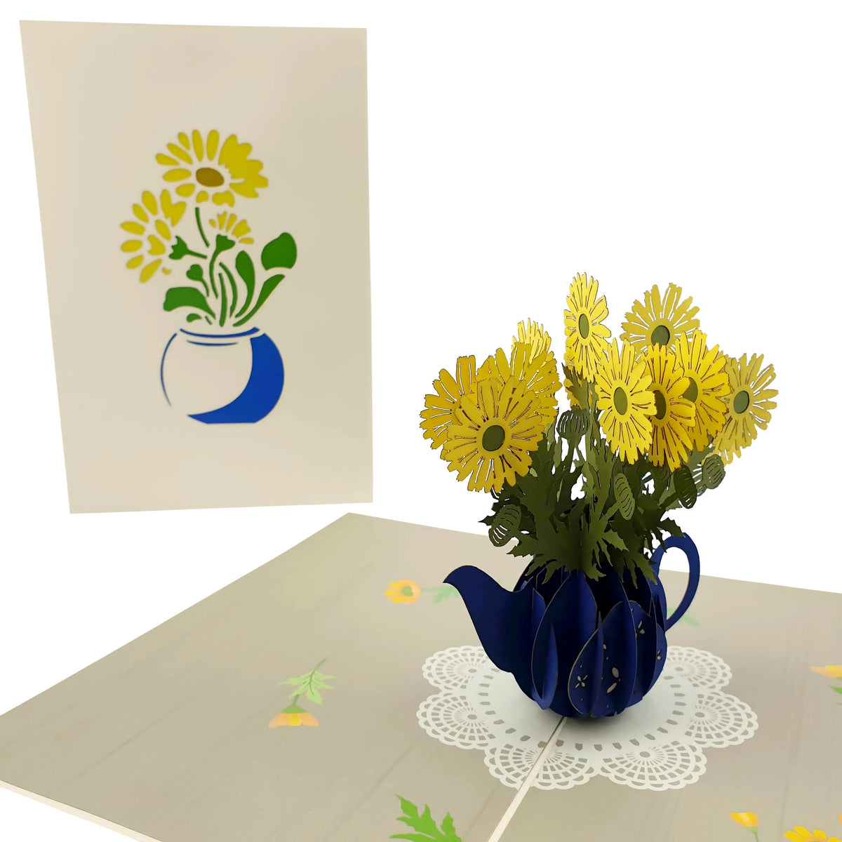 Daisies in a Teapot Pop Up Card