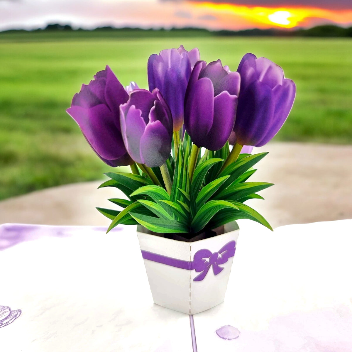 Purple Tulips Pop Up Card