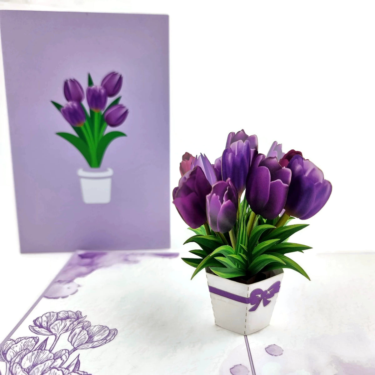 Purple Tulips Pop Up Card