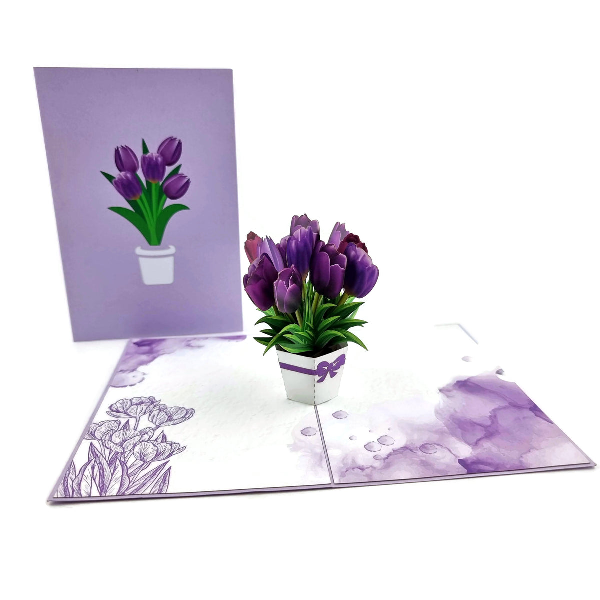 Purple Tulips Pop Up Card