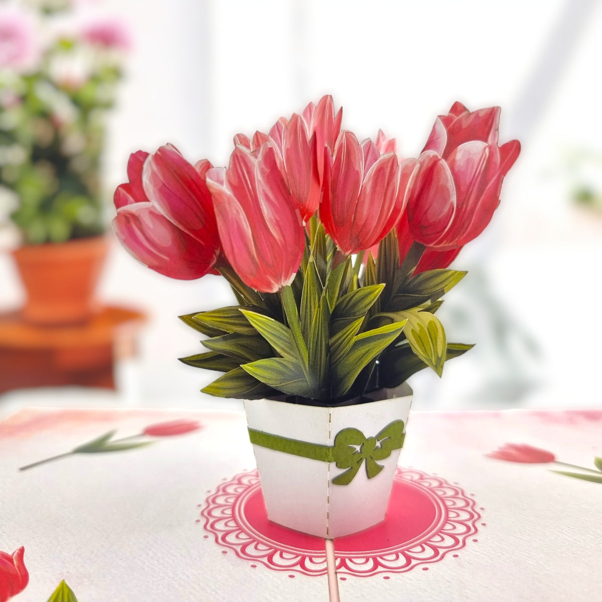 Pink Tulips Pop Up Card