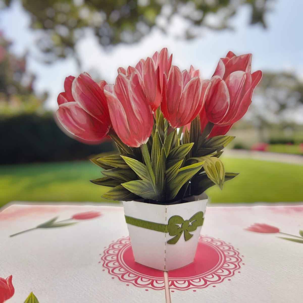 Pink Tulips Pop Up Card