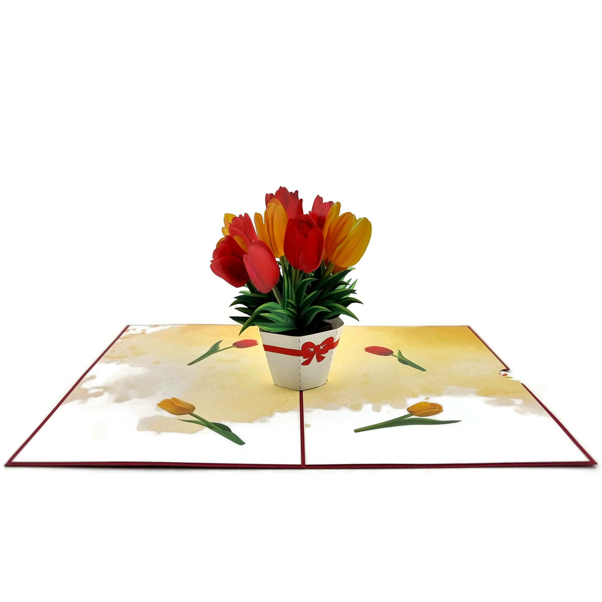 Red & Yellow Tulips Pop Up Card