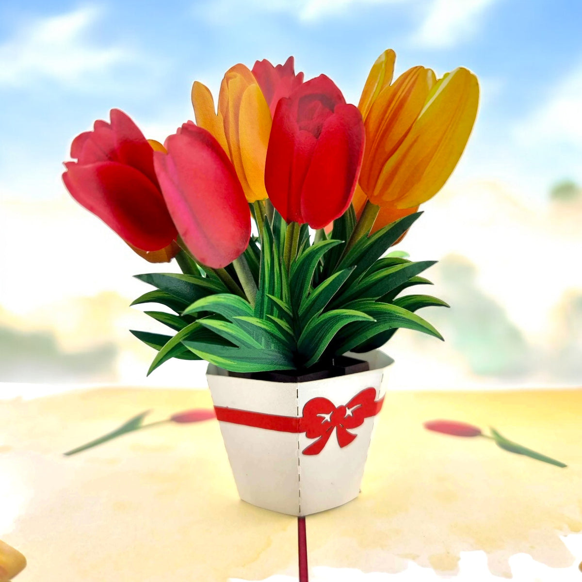 Red & Yellow Tulips Pop Up Card