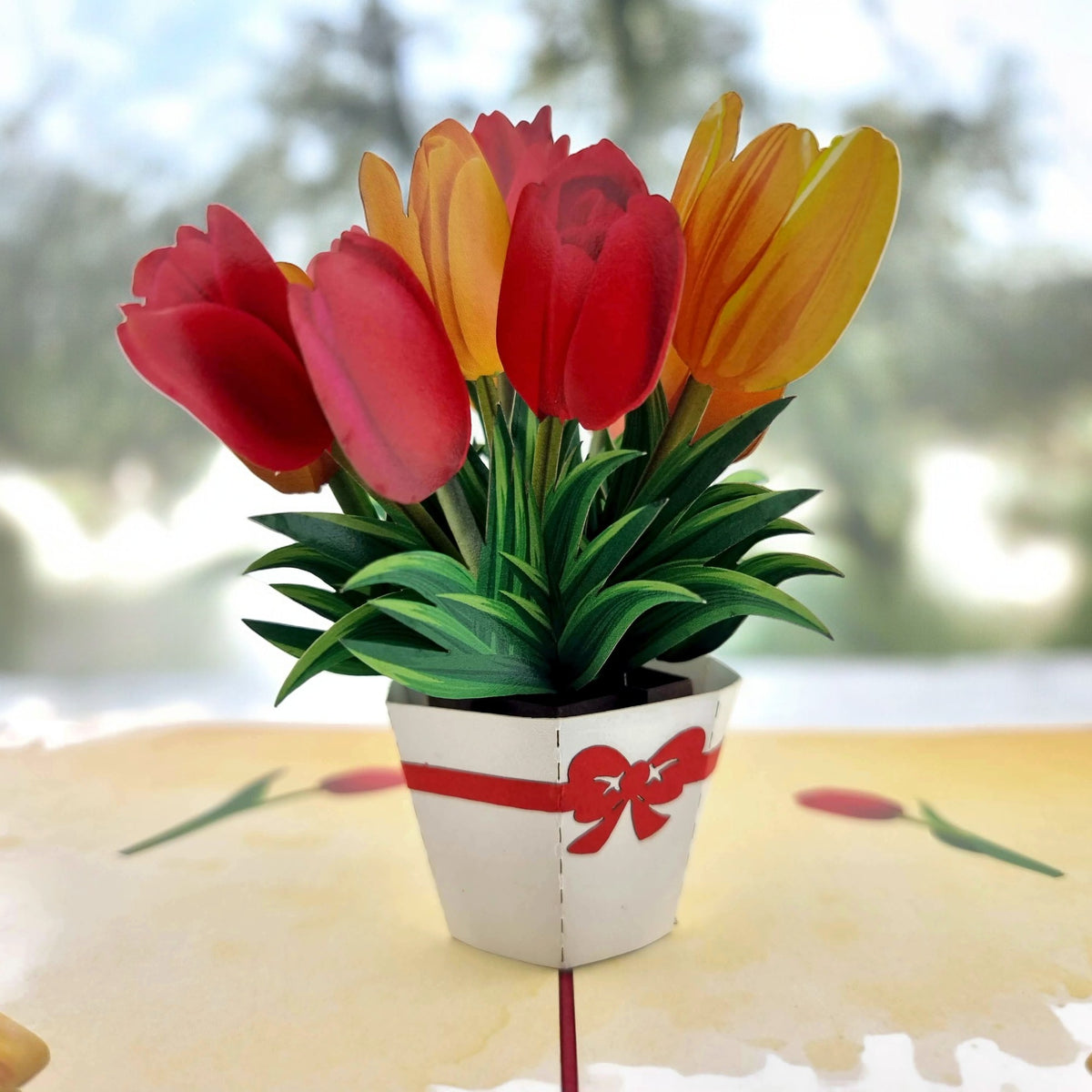 Red & Yellow Tulips Pop Up Card