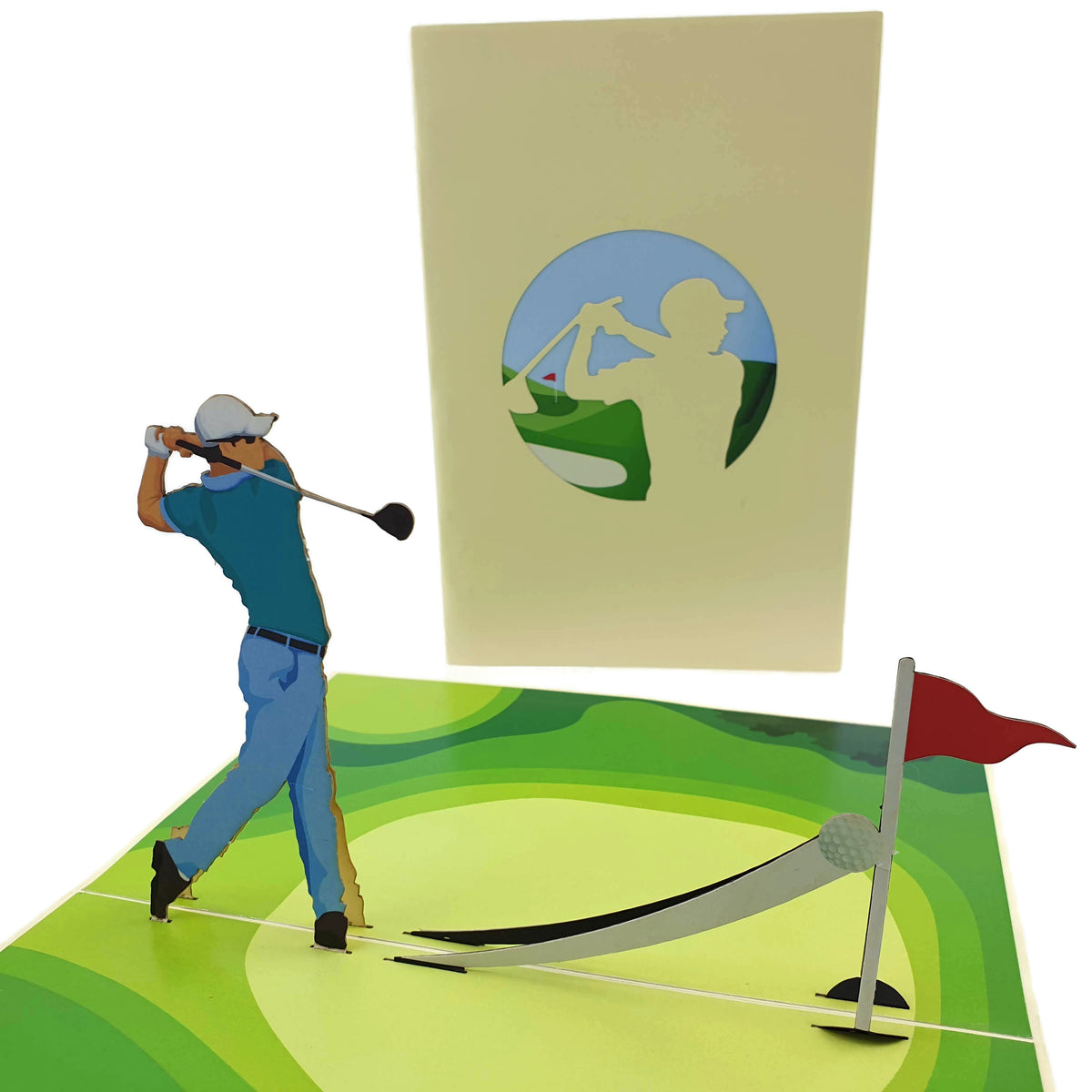 Golfer Man Pop-Up Card