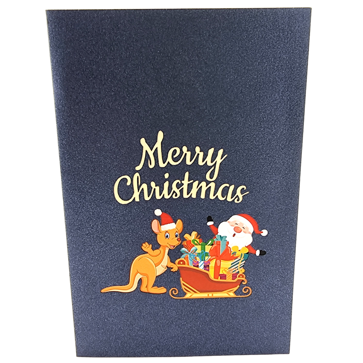 Kangaroo Xmas Sleigh Pop Up Card