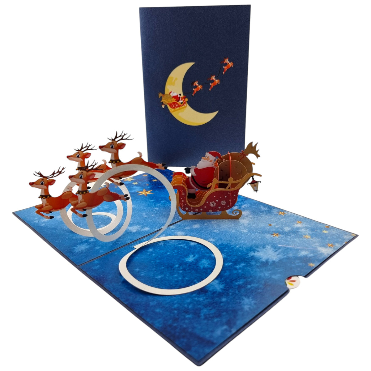 Santa & His Flying Reindeer Pop Up Card