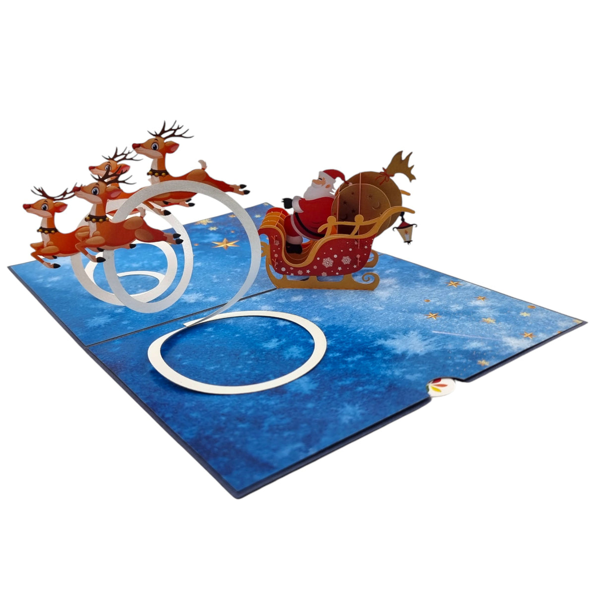 Santa & His Flying Reindeer Pop Up Card