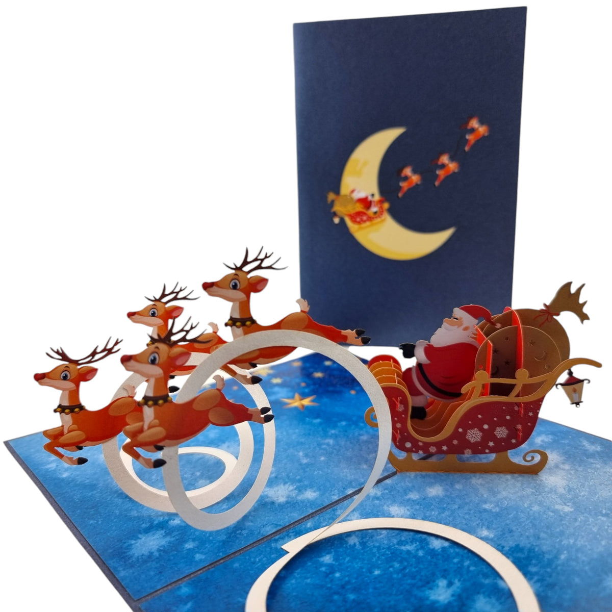 Santa & His Flying Reindeer Pop Up Card