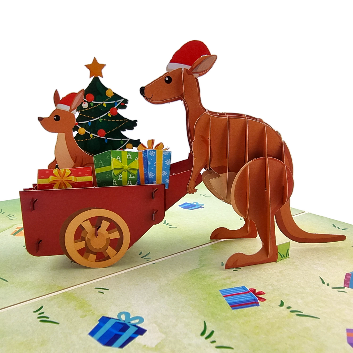 Kangaroo Christmas Delivery Pop Up Card
