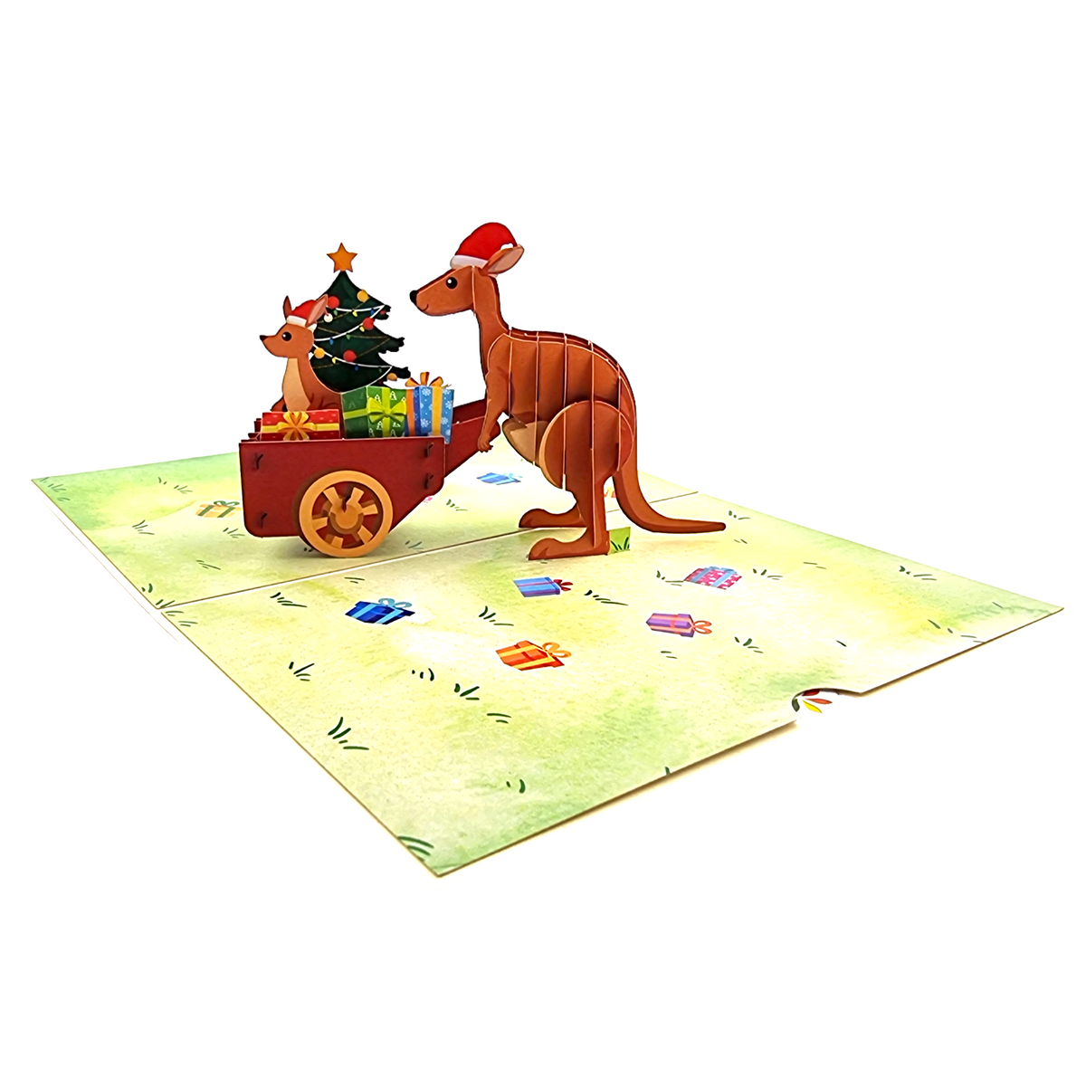 Kangaroo Xmas Delivery Pop Up Card