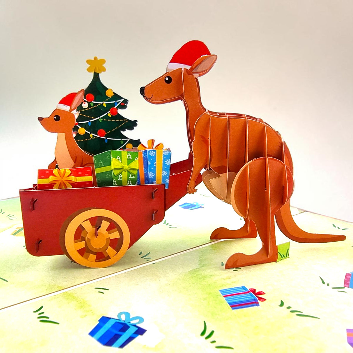 Kangaroo Xmas Delivery Pop Up Card