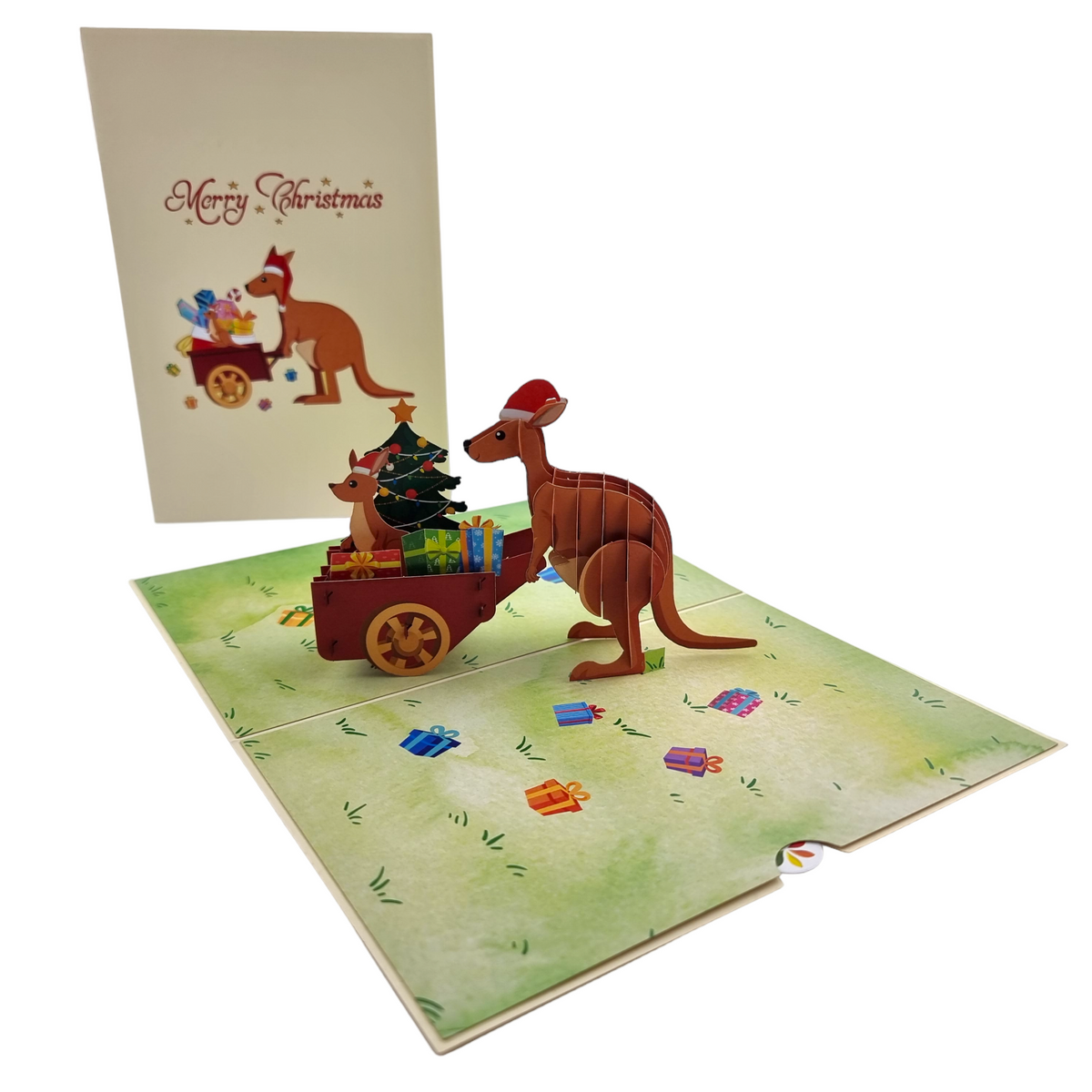 Kangaroo Christmas Delivery Pop Up Card