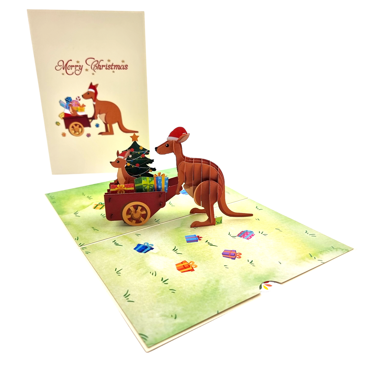Kangaroo Xmas Delivery Pop Up Card