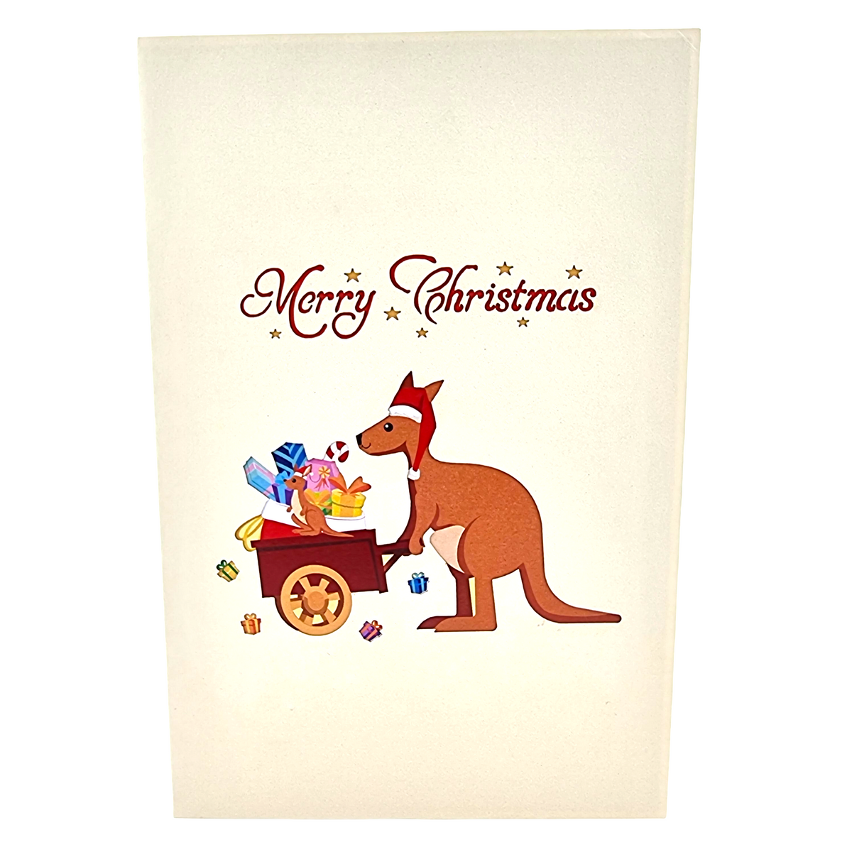 Kangaroo Xmas Delivery Pop Up Card