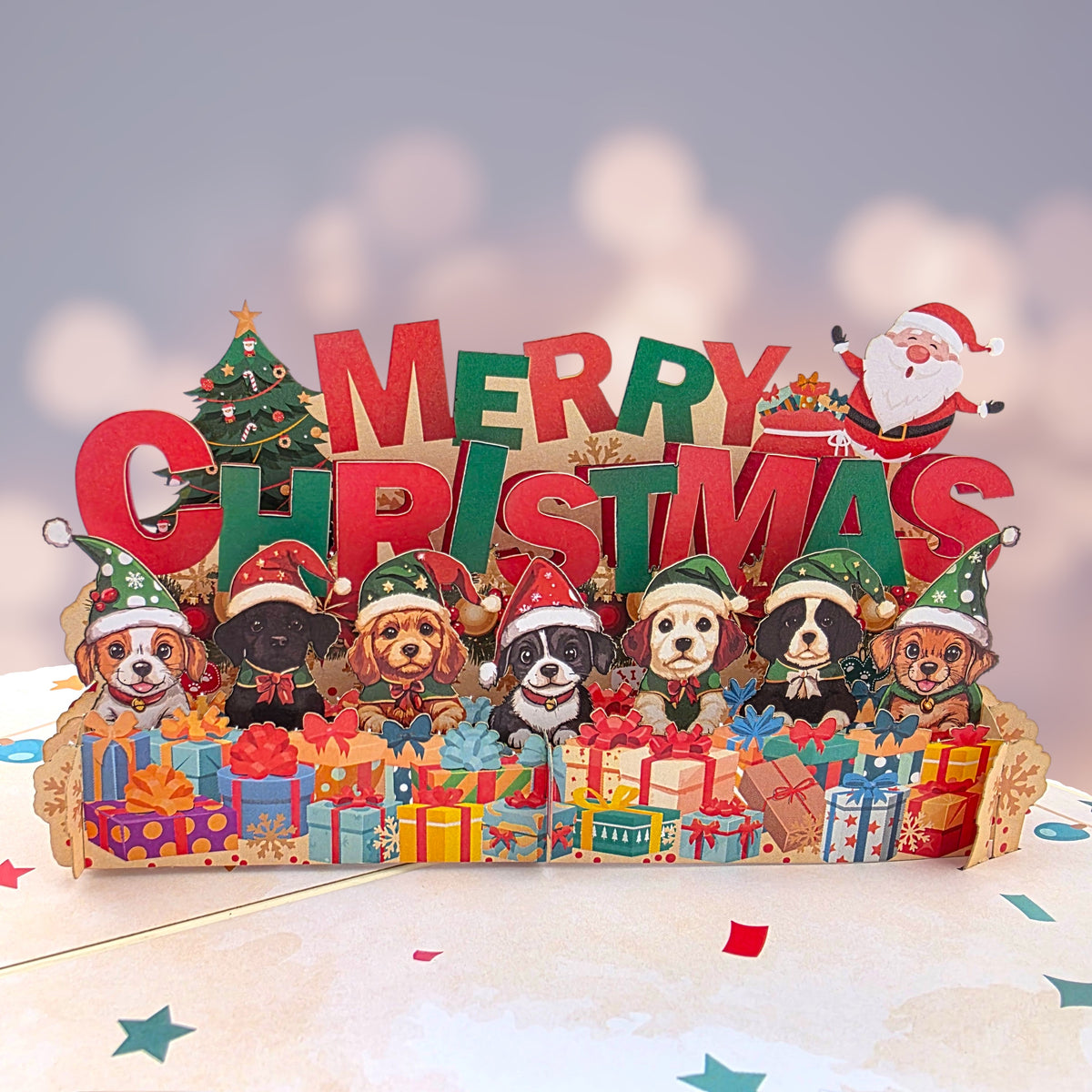 Christmas Puppies Pop Up Card