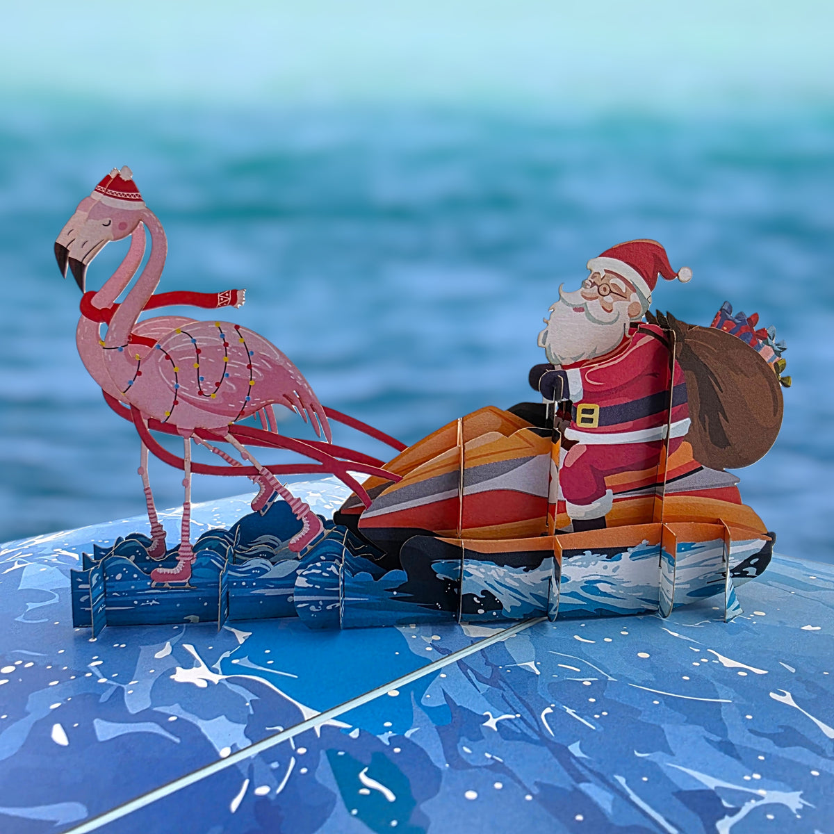 Christmas Flamingos Pop Up Card