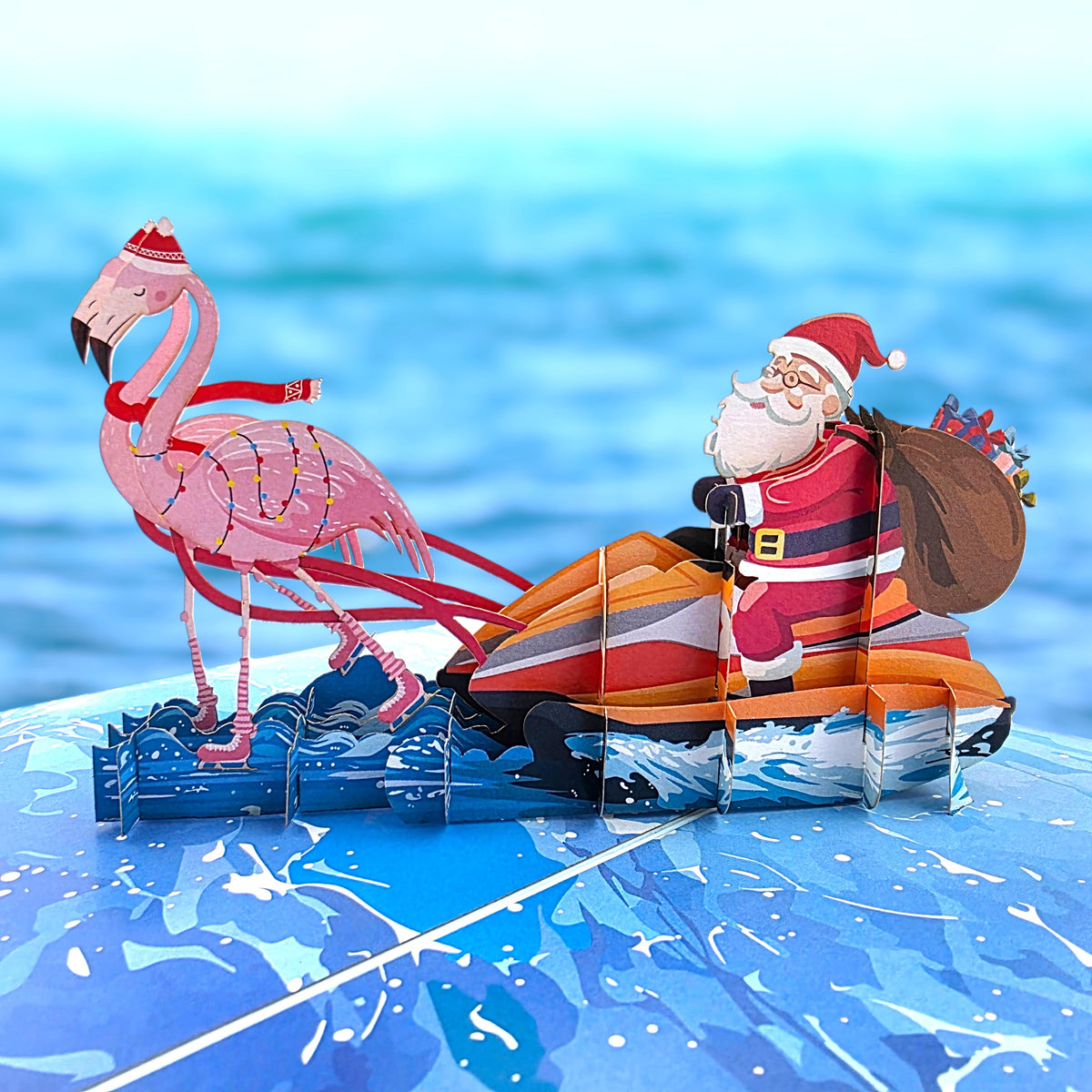 Christmas Flamingos Pop Up Card