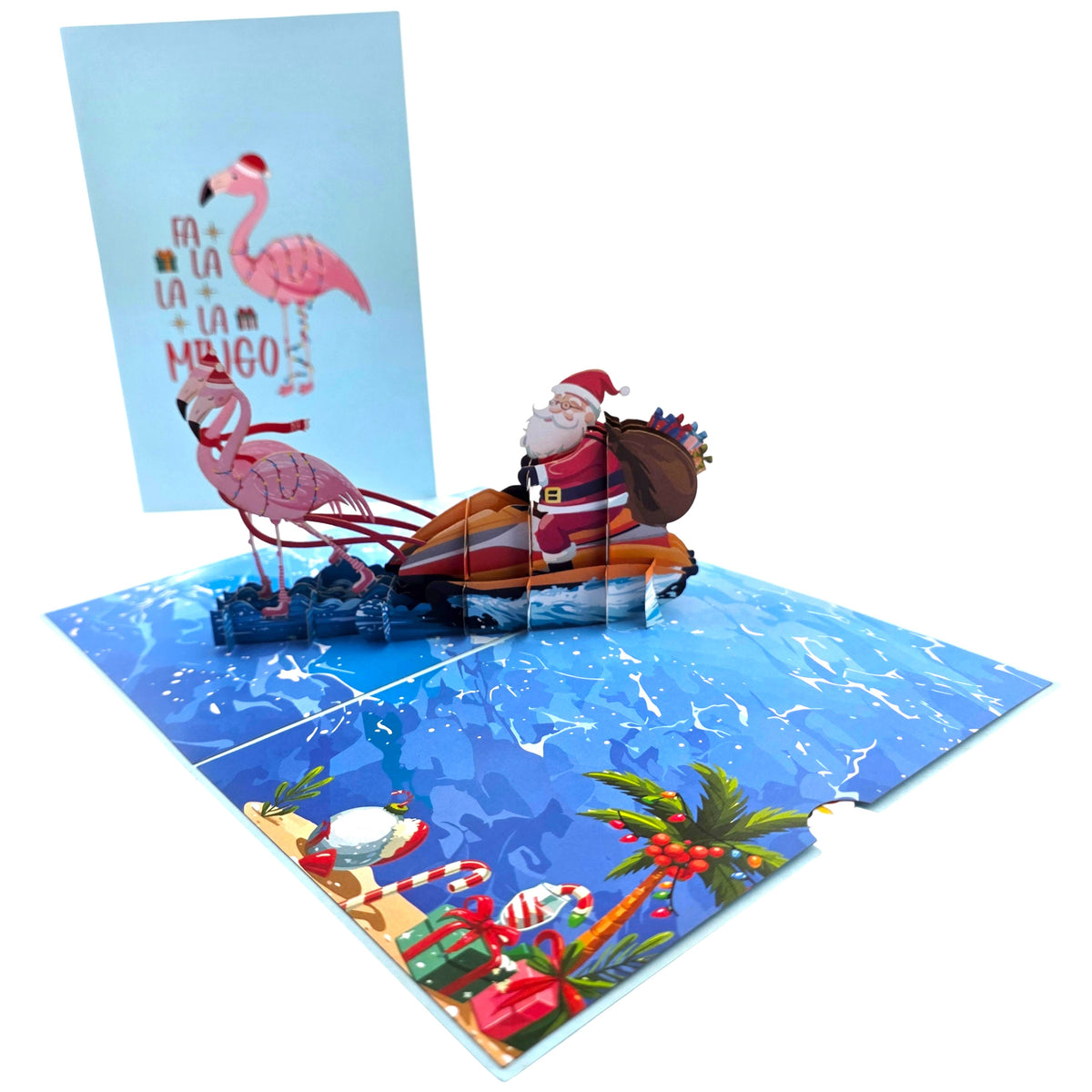 Christmas Flamingos Pop Up Card