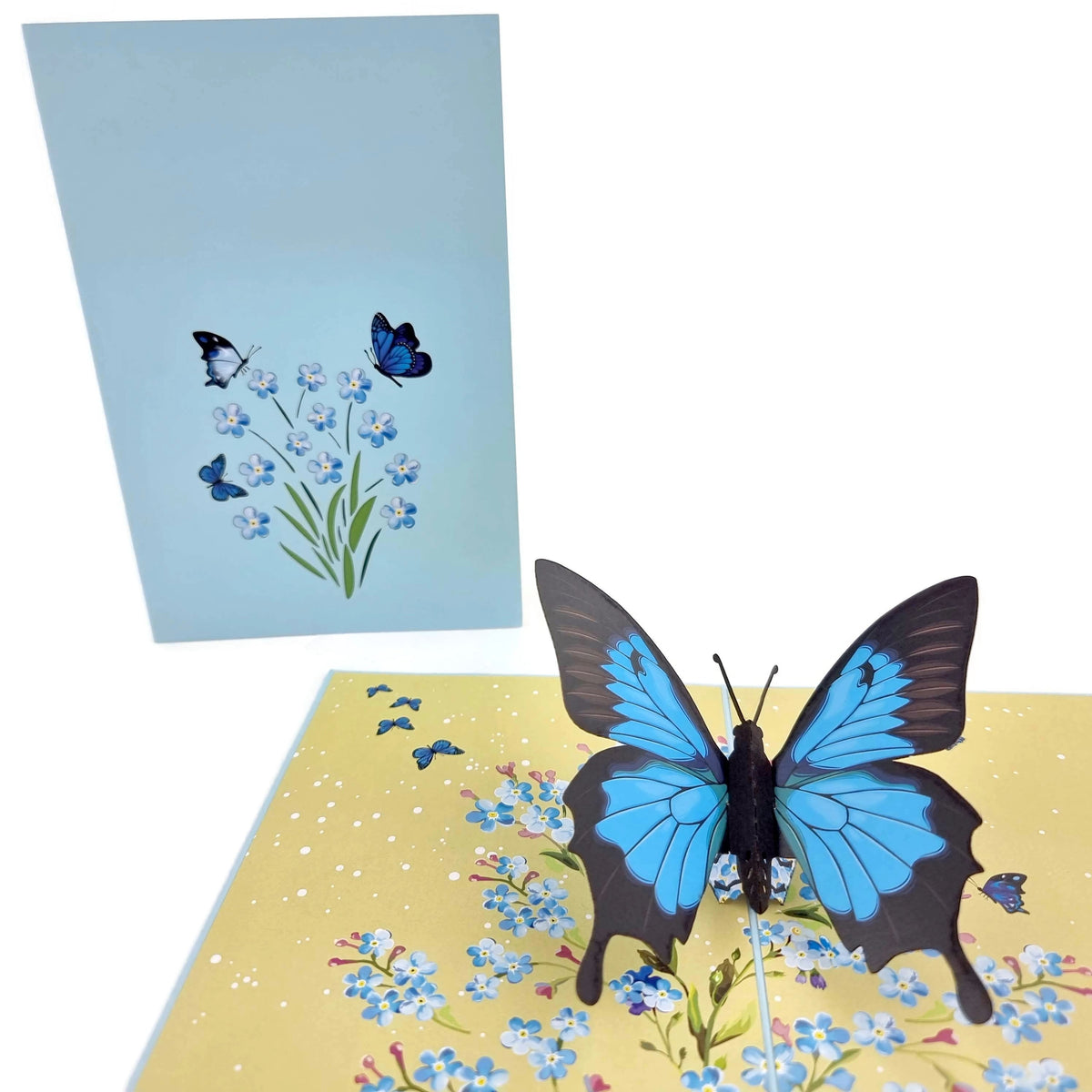 Color Pop Cards Blue Butterfly Pop Up Card with blue butterflies and flowers, 12x18cm