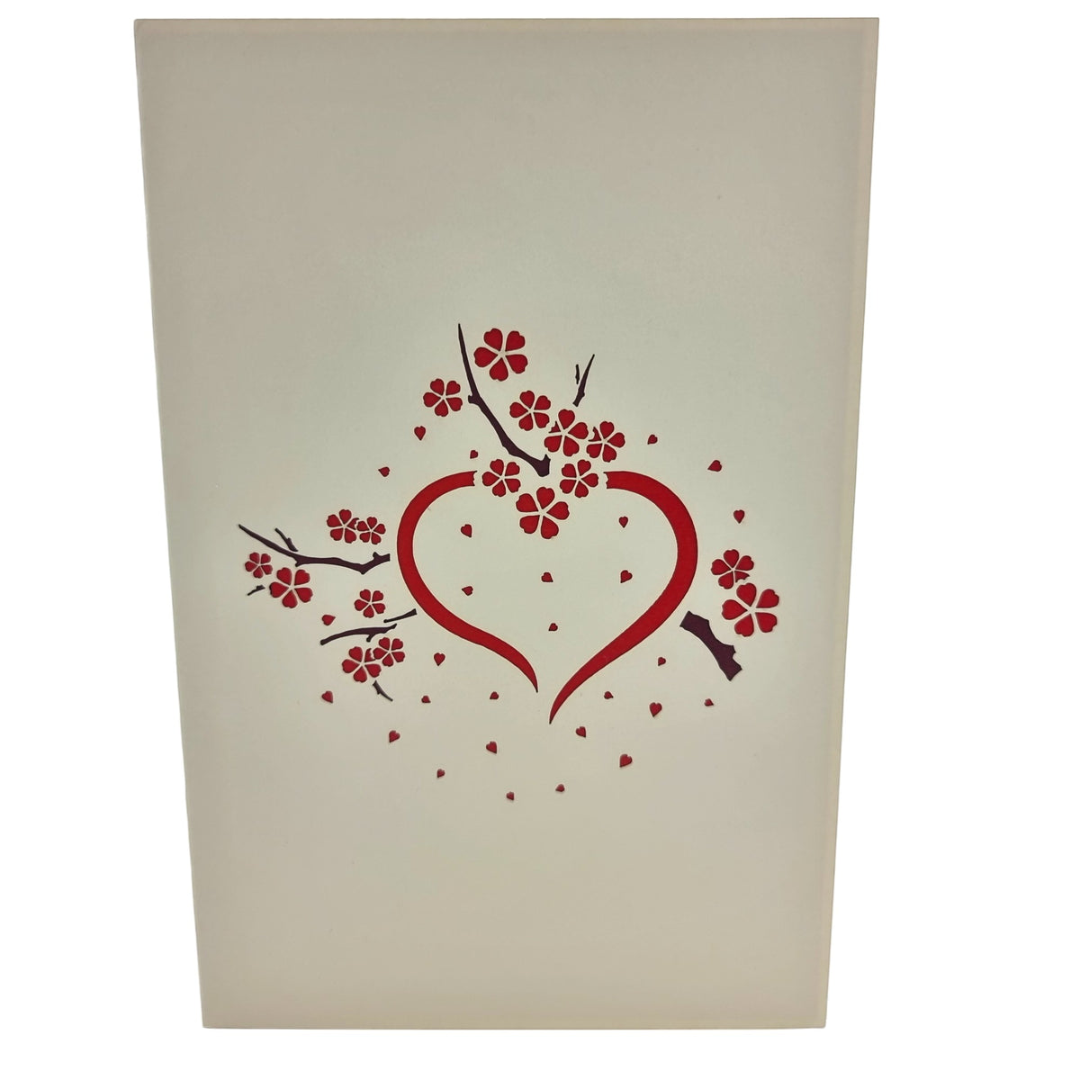 Color Pop Cards Cherry Blossom Love Pop-Up Card with red heart and flowers. Perfect for Valentine's Day.