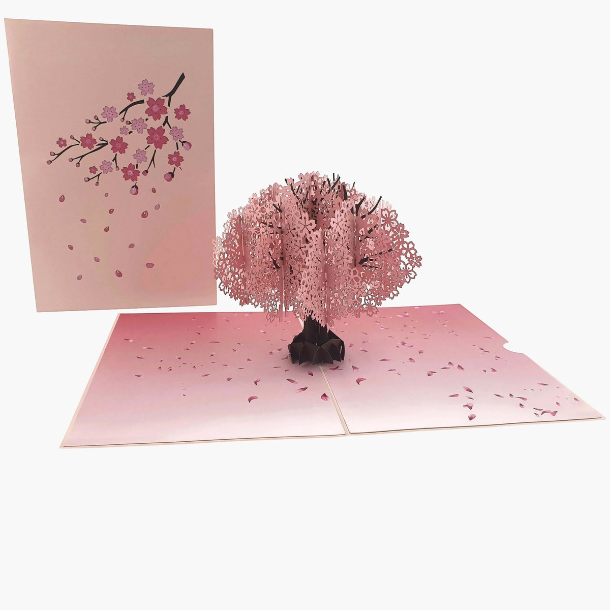 Color Pop Cards Cherry Blossom Pop Up Card with pink tree and falling petals.
