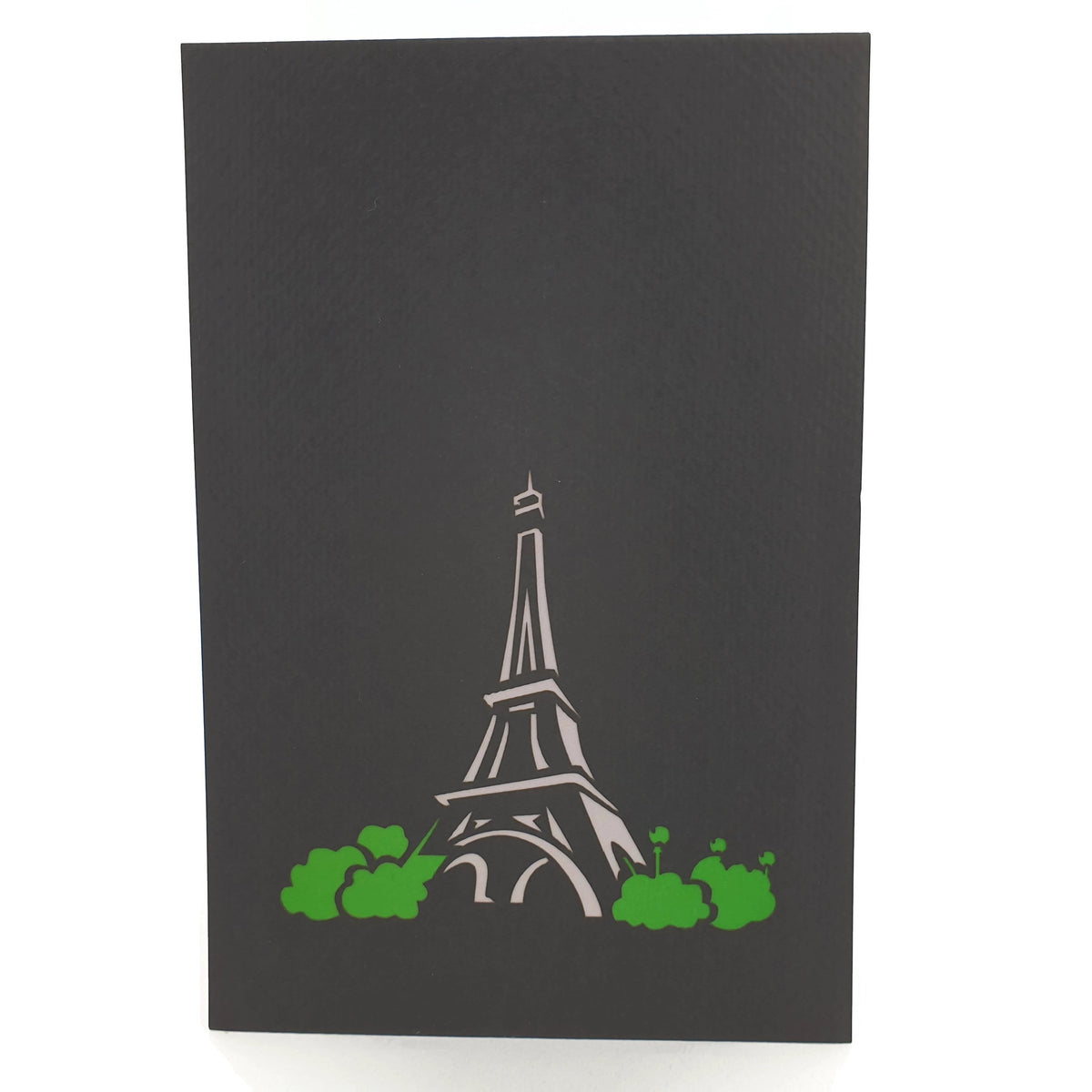Color Pop Cards Eiffel Tower pop-up card with green foliage detail. 12 x 18 cm.