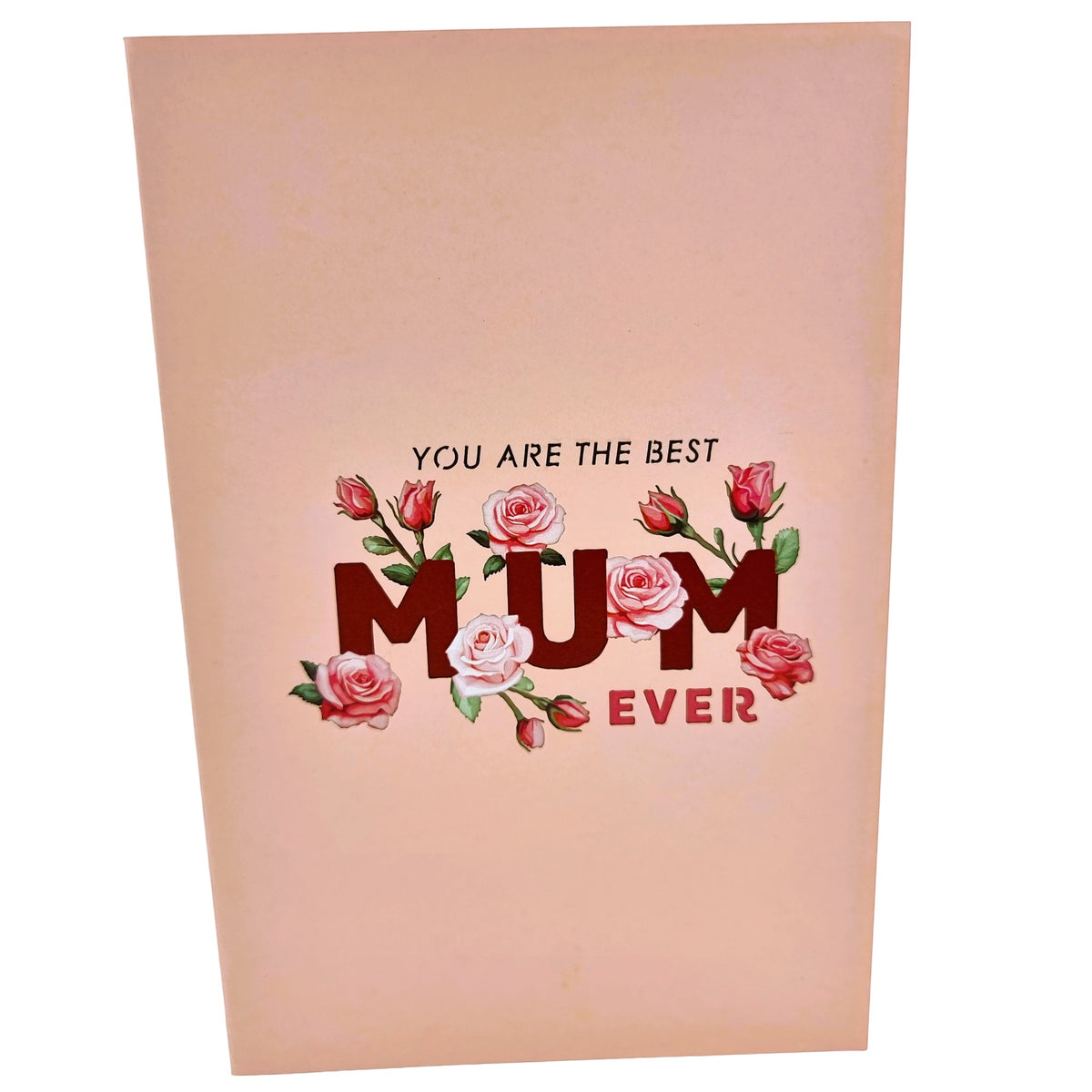 Color Pop Cards floral mum pop up card with pink roses and "You are the Best Mum Ever" text.