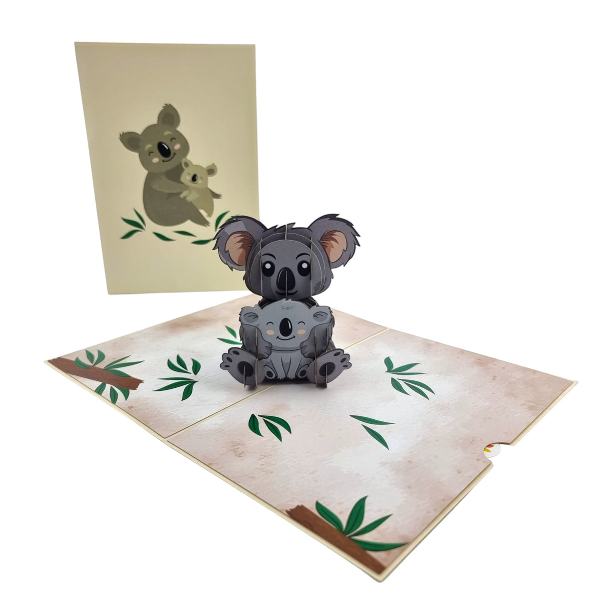 Color Pop Cards Koala Family pop-up card featuring a mother and baby koala design. Includes a pull-out message note.
