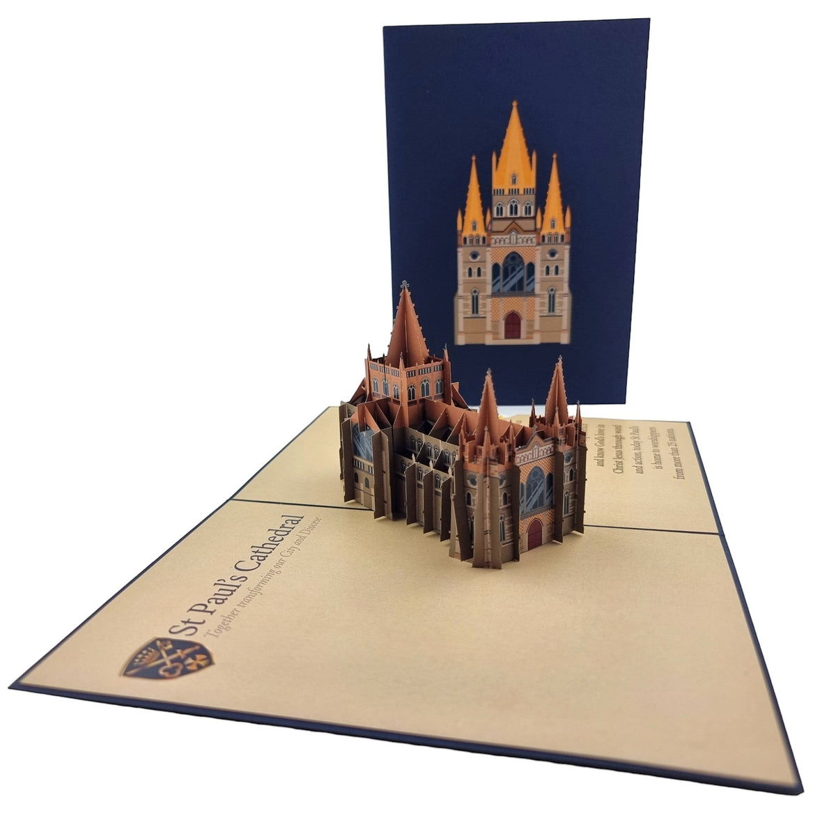 Color Pop Cards St Paul's Cathedral pop-up card with intricate 3D architectural detail in brown and orange.
