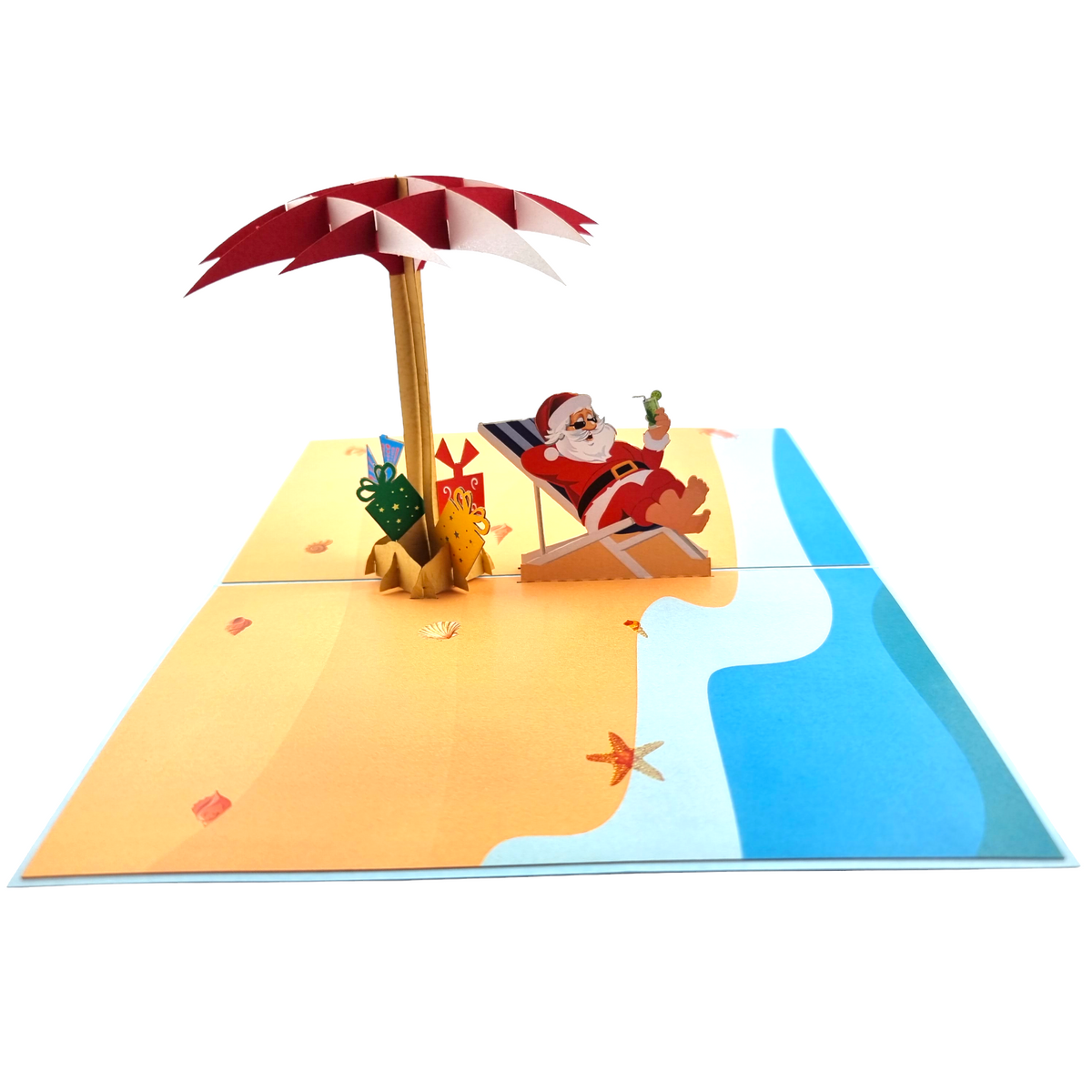 Santa On The Beach Pop Up Card