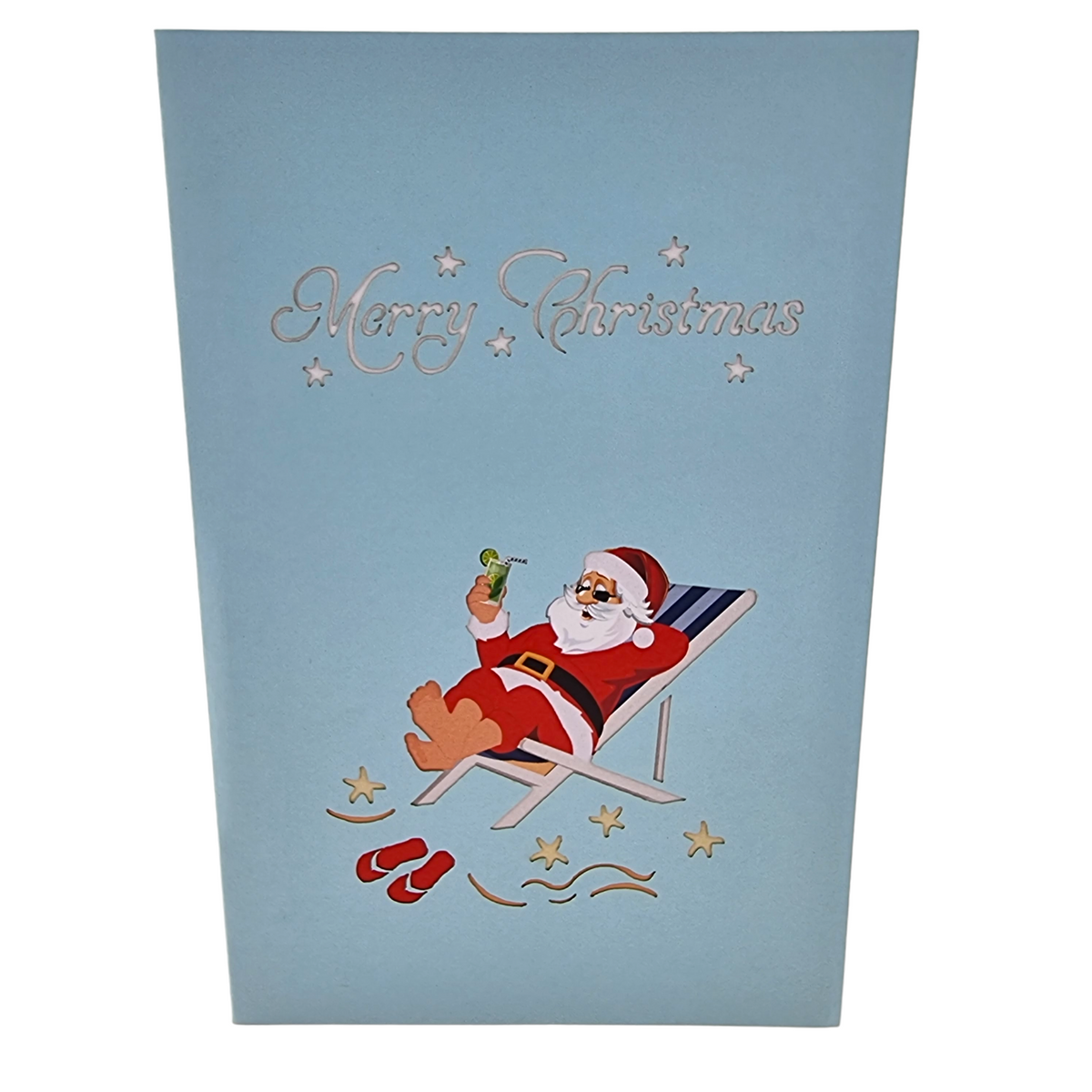 Santa On The Beach Pop Up Card