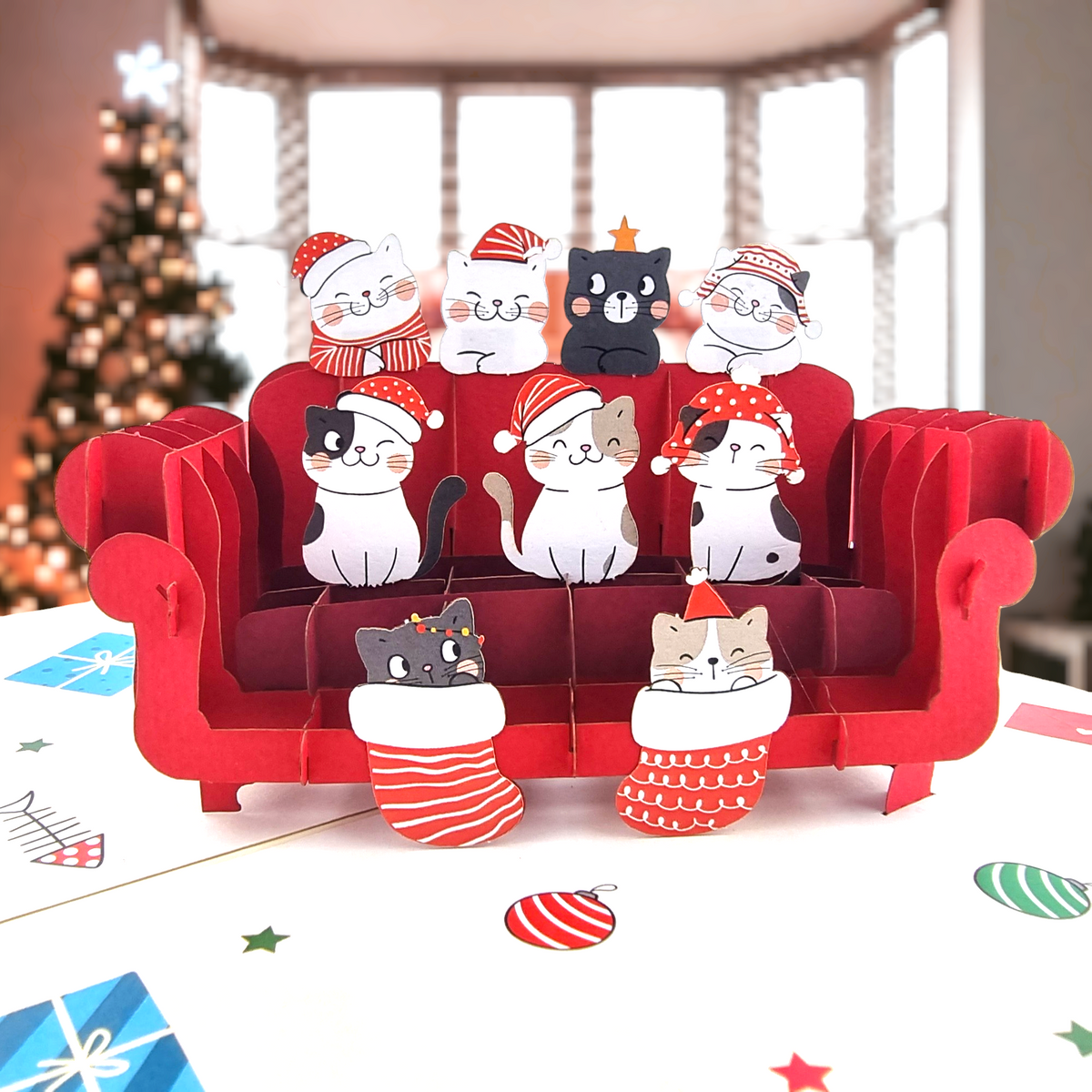 Meowy Christmas Pop Up Card