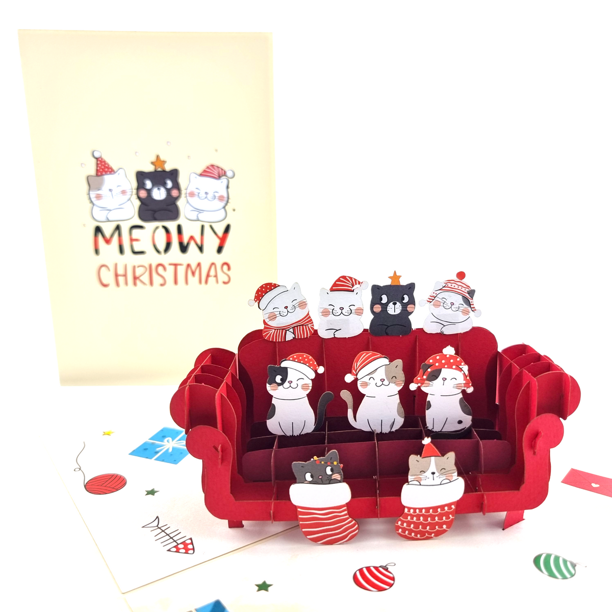 Meowy Christmas Pop Up Card